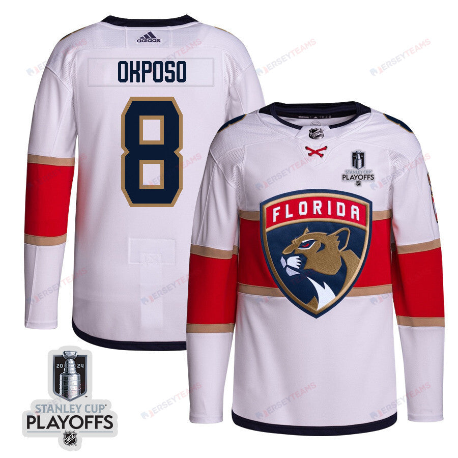 Kyle Okposo 8 Florida Panthers 2024 NHL Playoffs Patch Away Jersey Customized - Men, White