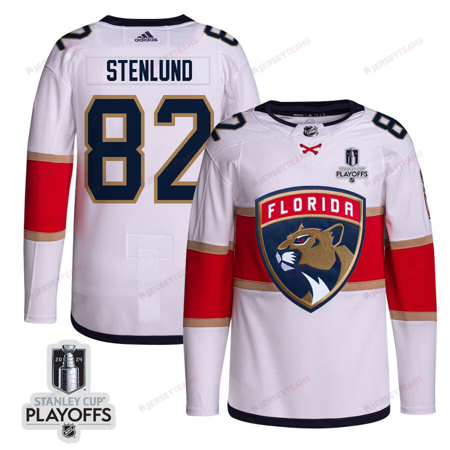 Kevin Stenlund 82 Florida Panthers 2024 NHL Playoffs Patch Away Jersey Customized - Men, White