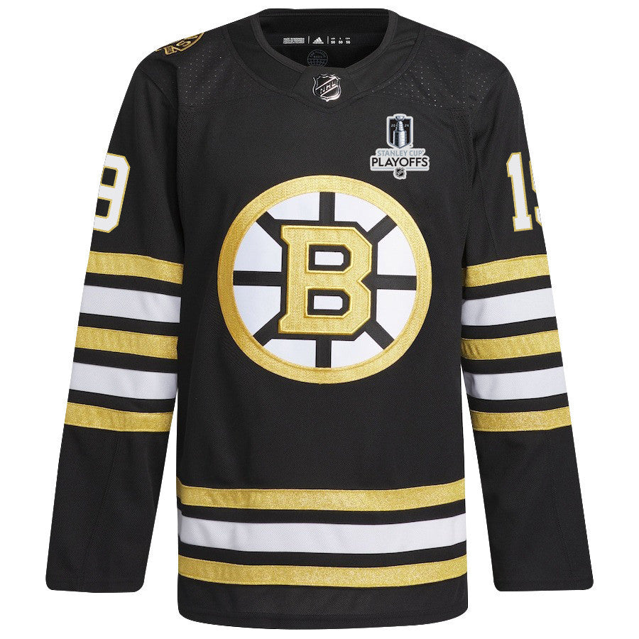 John Beecher 19 Boston Bruins 2024 NHL Playoffs Patch Home Jersey - Men, Black