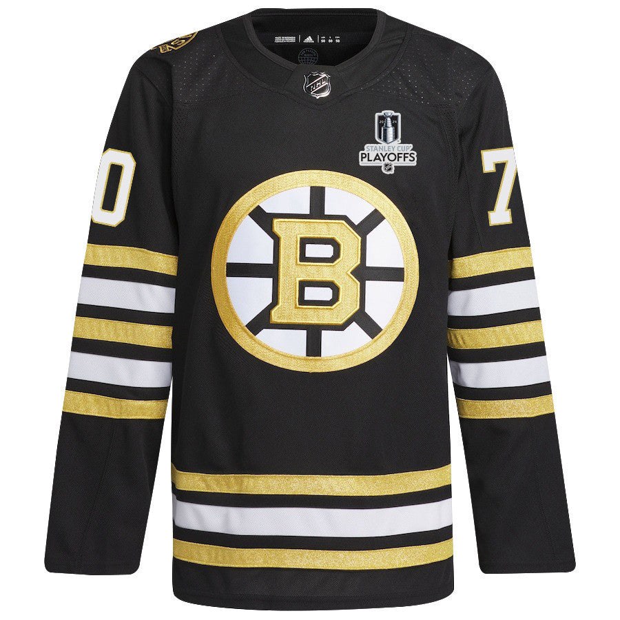 Jesper Boqvist 70 Boston Bruins 2024 NHL Playoffs Patch Home Jersey - Men, Black