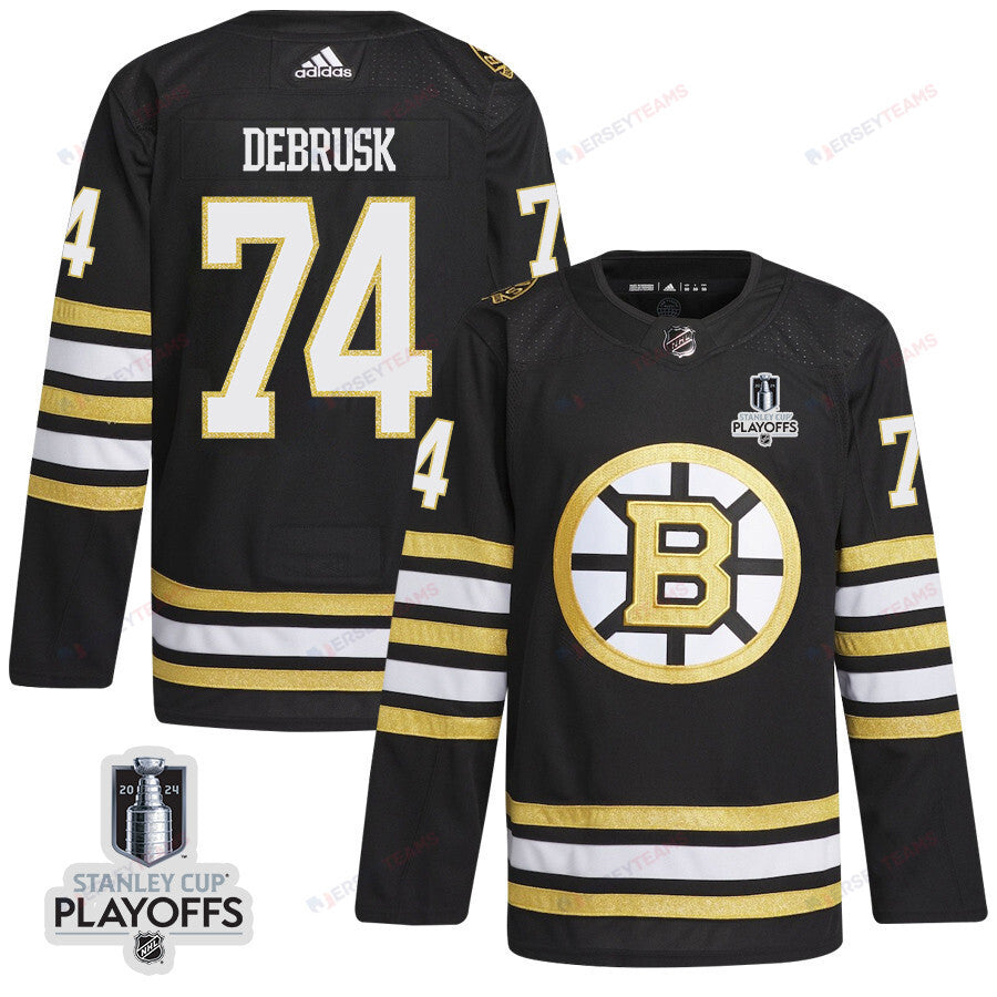 Jake DeBrusk 74 Boston Bruins 2024 NHL Playoffs Patch Home Jersey - Men, Black