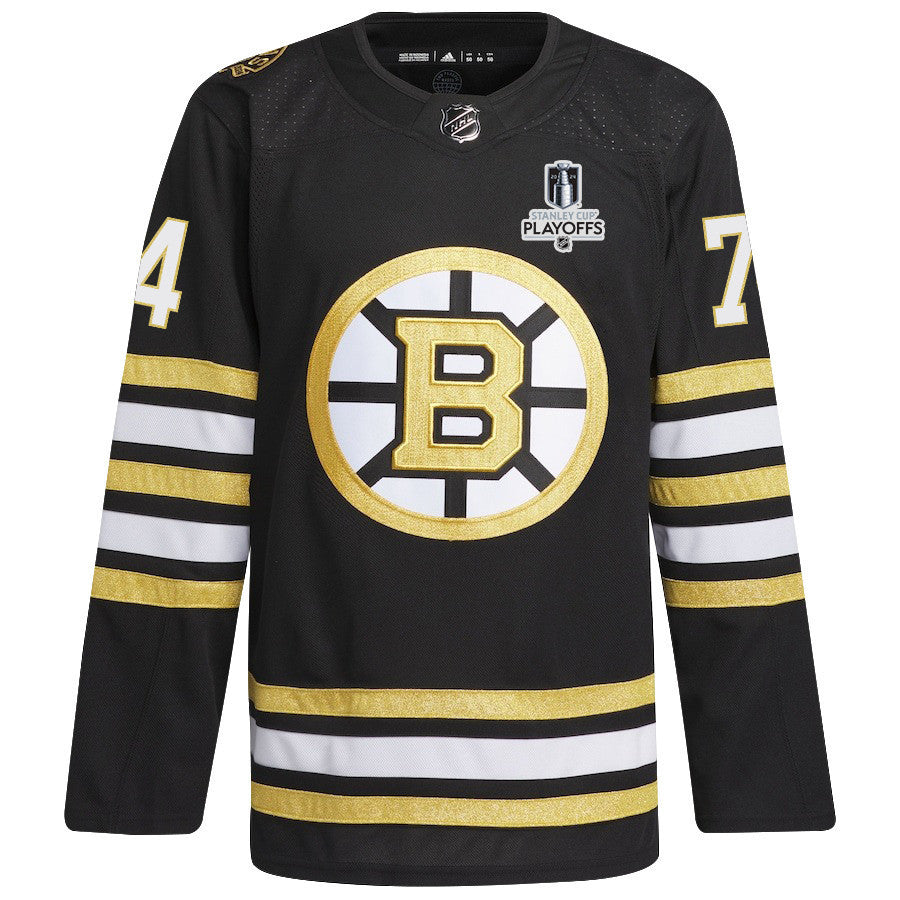 Jake DeBrusk 74 Boston Bruins 2024 NHL Playoffs Patch Home Jersey - Men, Black