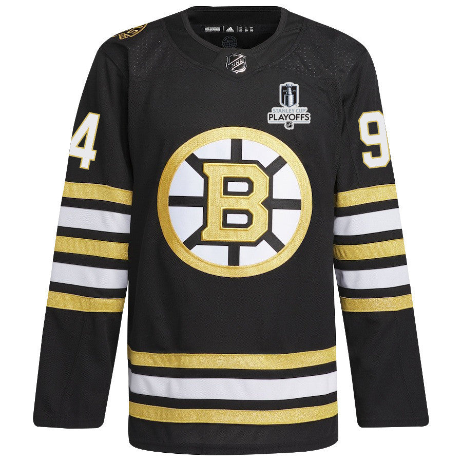 Jakub Lauko 94 Boston Bruins 2024 NHL Playoffs Patch Home Jersey - Men, Black