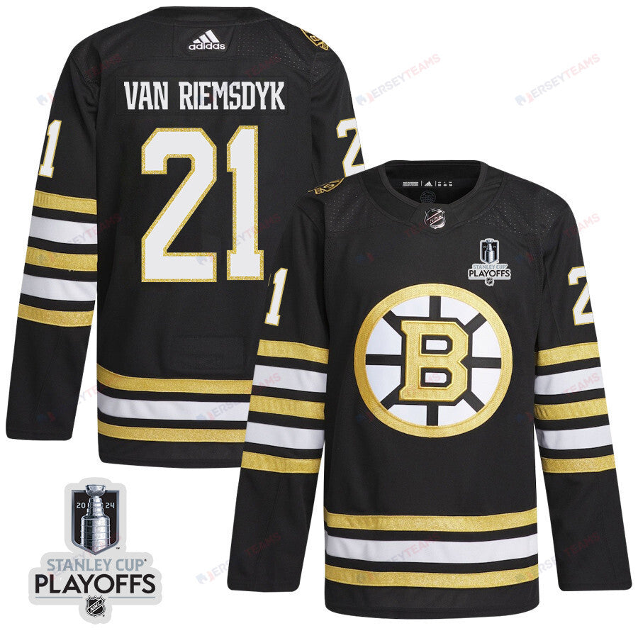 James van Riemsdyk 21 Boston Bruins 2024 NHL Playoffs Patch Home Jersey - Men, Black