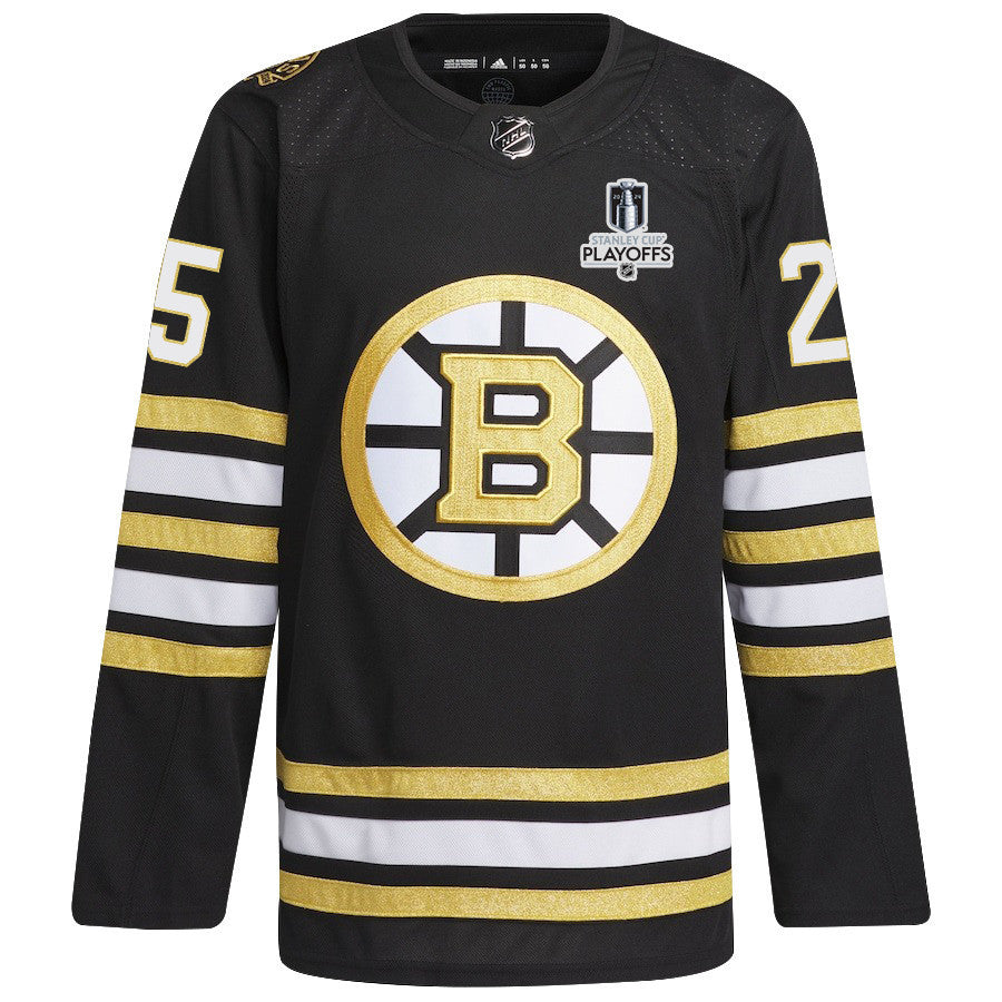 Brandon Carlo 25 Boston Bruins 2024 NHL Playoffs Patch Home Jersey - Men, Black