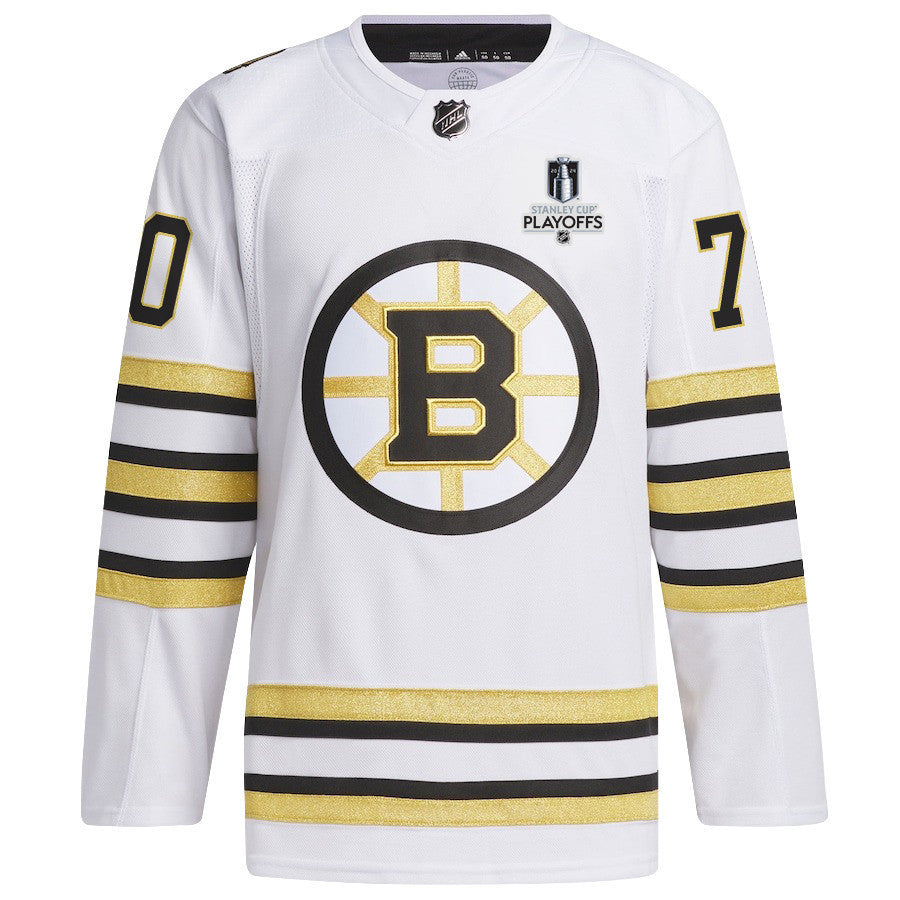 Jesper Boqvist 70 Boston Bruins 2024 NHL Playoffs Patch Away Jersey - Men, White