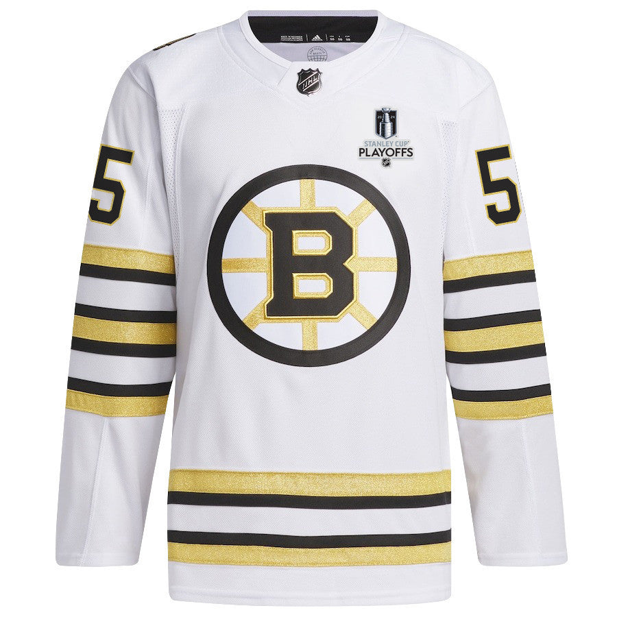Justin Brazeau 55 Boston Bruins 2024 NHL Playoffs Patch Away Jersey - Men, White