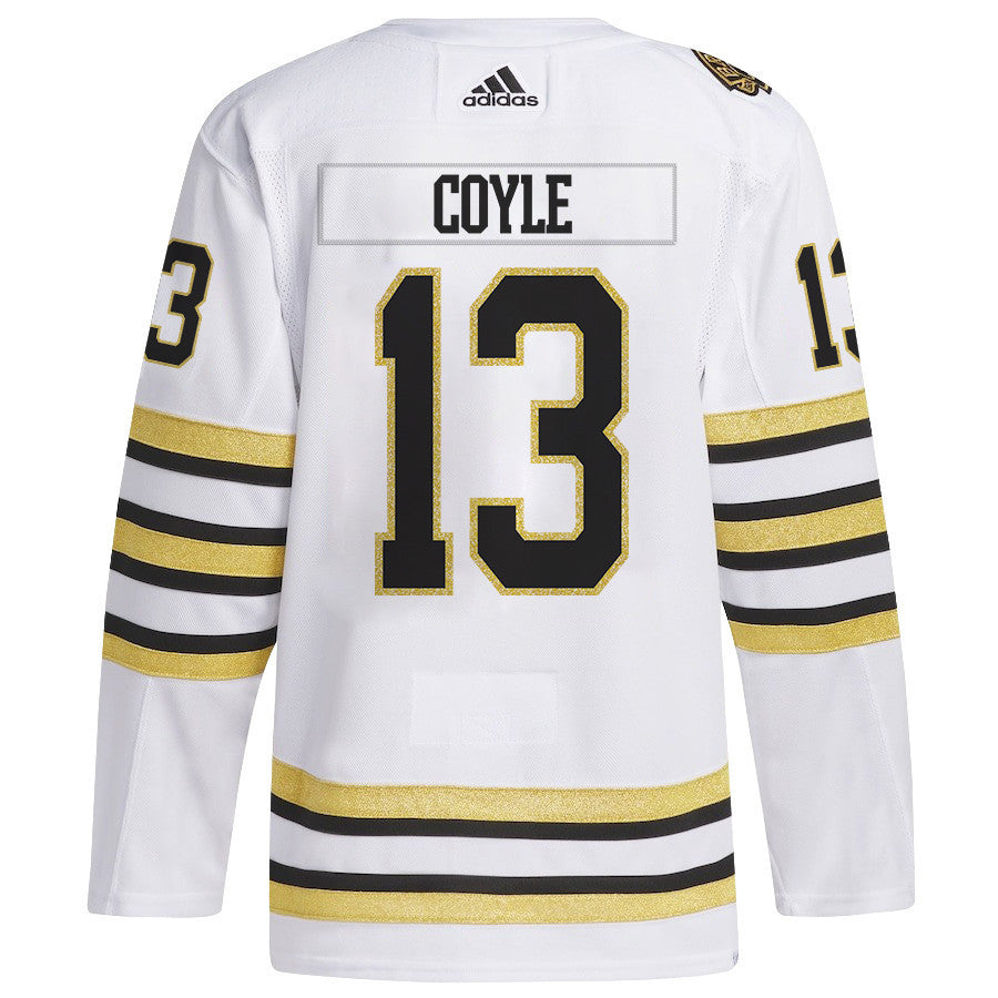 Charlie Coyle 13 Boston Bruins 2024 NHL Playoffs Patch Away Jersey - Men, White