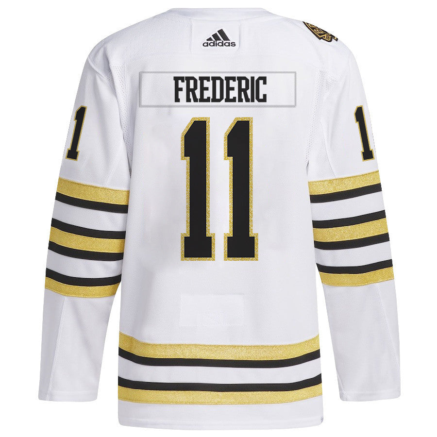 Trent Frederic 11 Boston Bruins 2024 NHL Playoffs Patch Away Jersey - Men, White