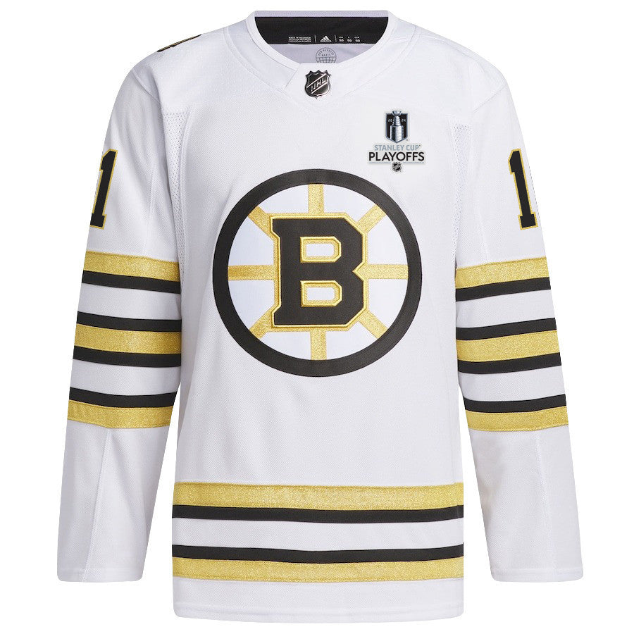 Trent Frederic 11 Boston Bruins 2024 NHL Playoffs Patch Away Jersey - Men, White