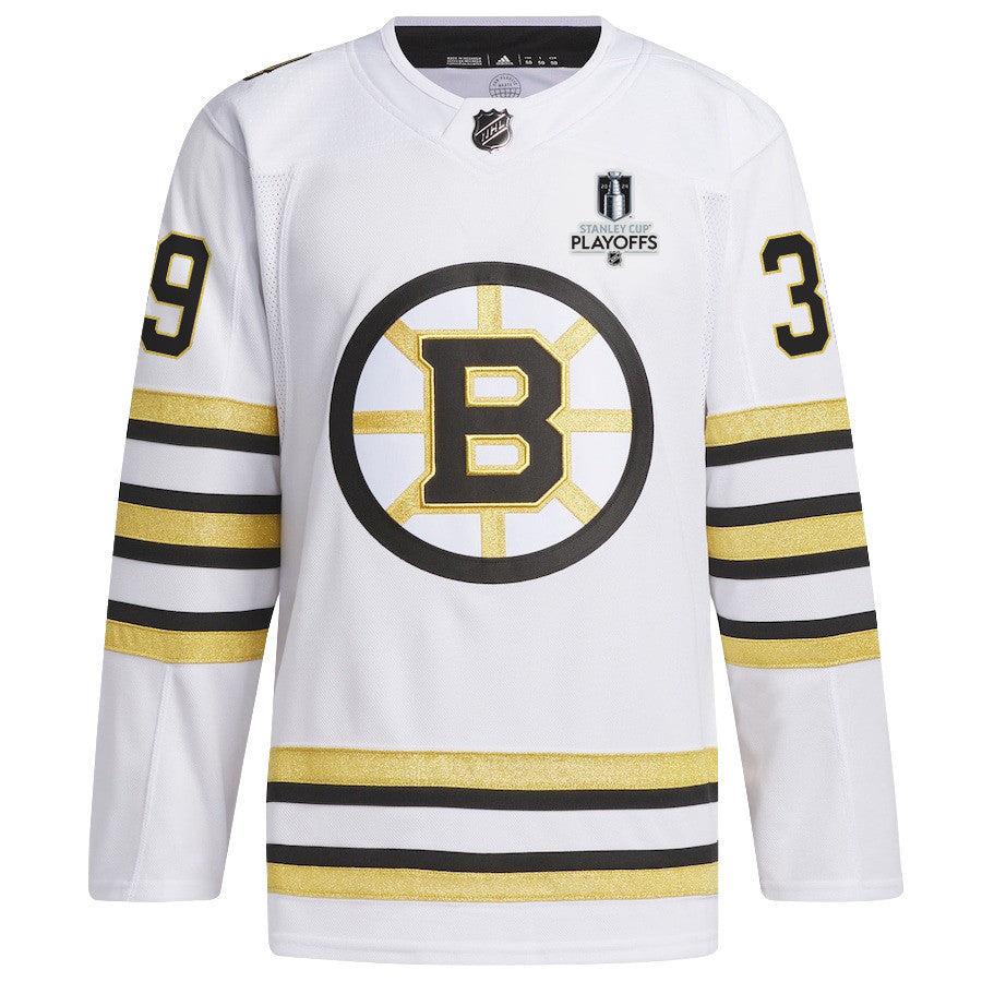 Morgan Geekie 39 Boston Bruins 2024 NHL Playoffs Patch Away Jersey - Men, White