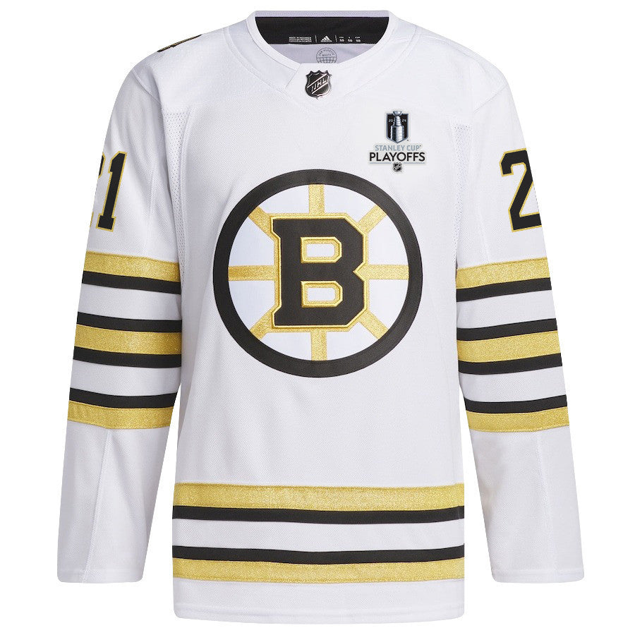 James van Riemsdyk 21 Boston Bruins 2024 NHL Playoffs Patch Away Jersey - Men, White