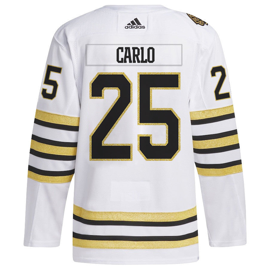 Brandon Carlo 25 Boston Bruins 2024 NHL Playoffs Patch Away Jersey - Men, White