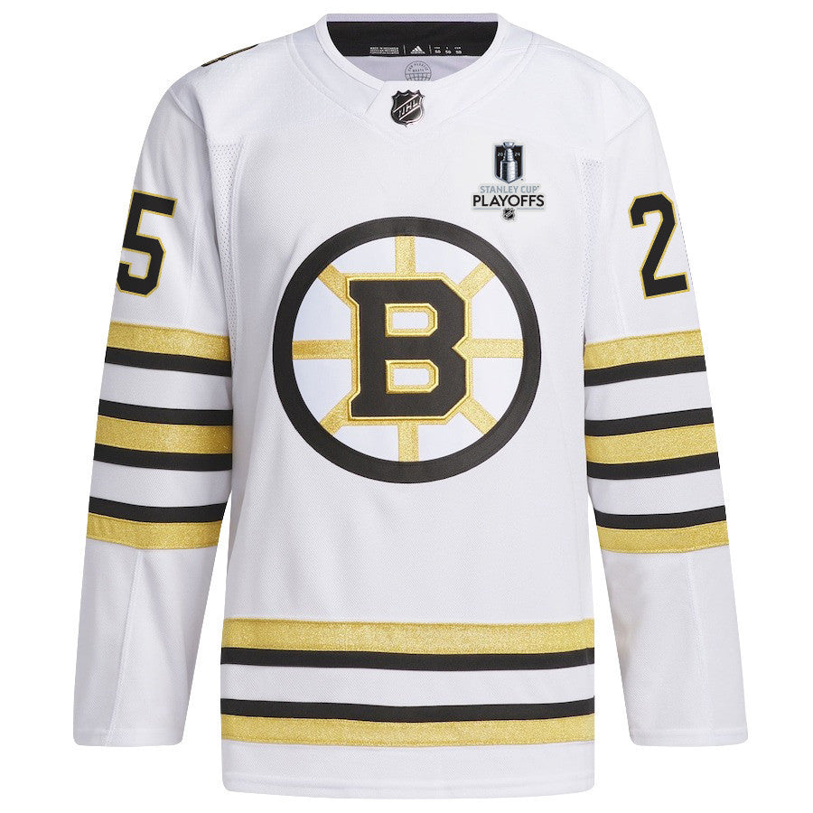 Brandon Carlo 25 Boston Bruins 2024 NHL Playoffs Patch Away Jersey - Men, White