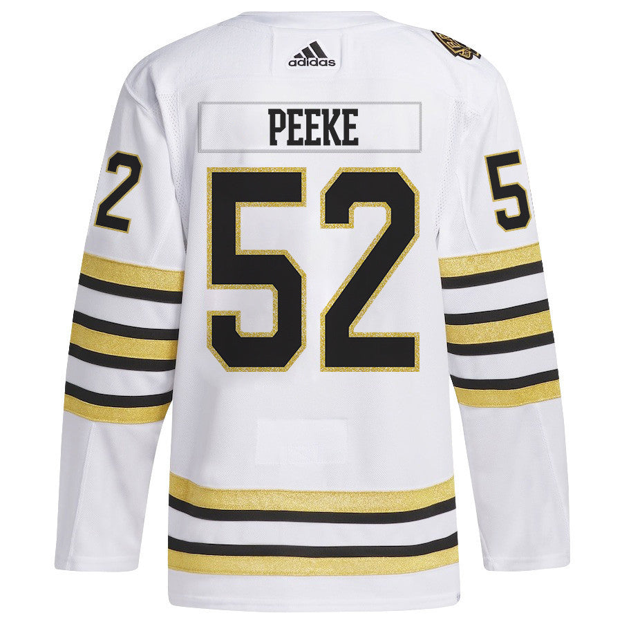 Andrew Peeke 52 Boston Bruins 2024 NHL Playoffs Patch Away Jersey - Men, White