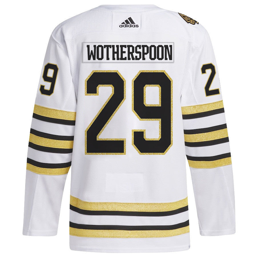 Parker Wotherspoon 29 Boston Bruins 2024 NHL Playoffs Patch Away Jersey - Men, White