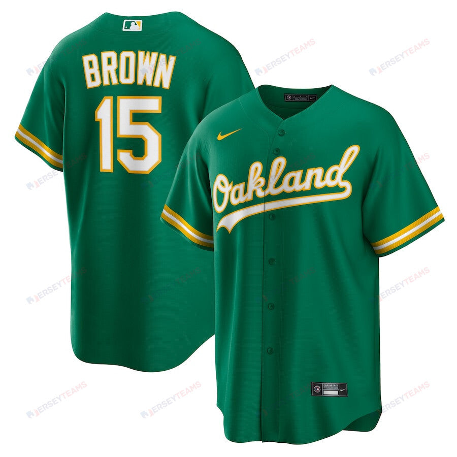 Seth Brown 15 Oakland Athletics Alternate Team Men Jersey - Kelly Green