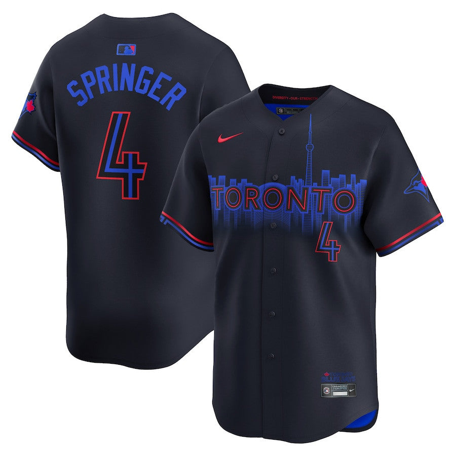 George Springer 4 Toronto Blue Jays 2024 City Connect Limited Player Men Jersey - Black