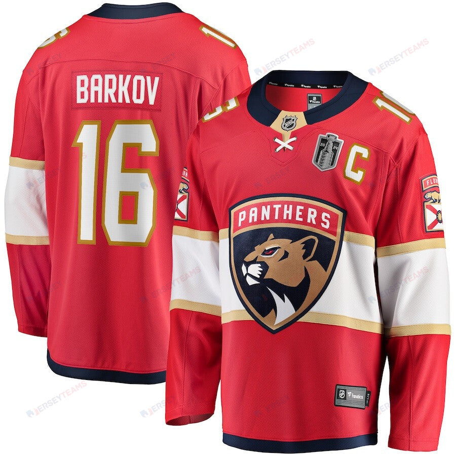 Aleksander Barkov 16 Florida Panthers 2024 Stanley Cup Final Home Breakaway Player Jersey - Red