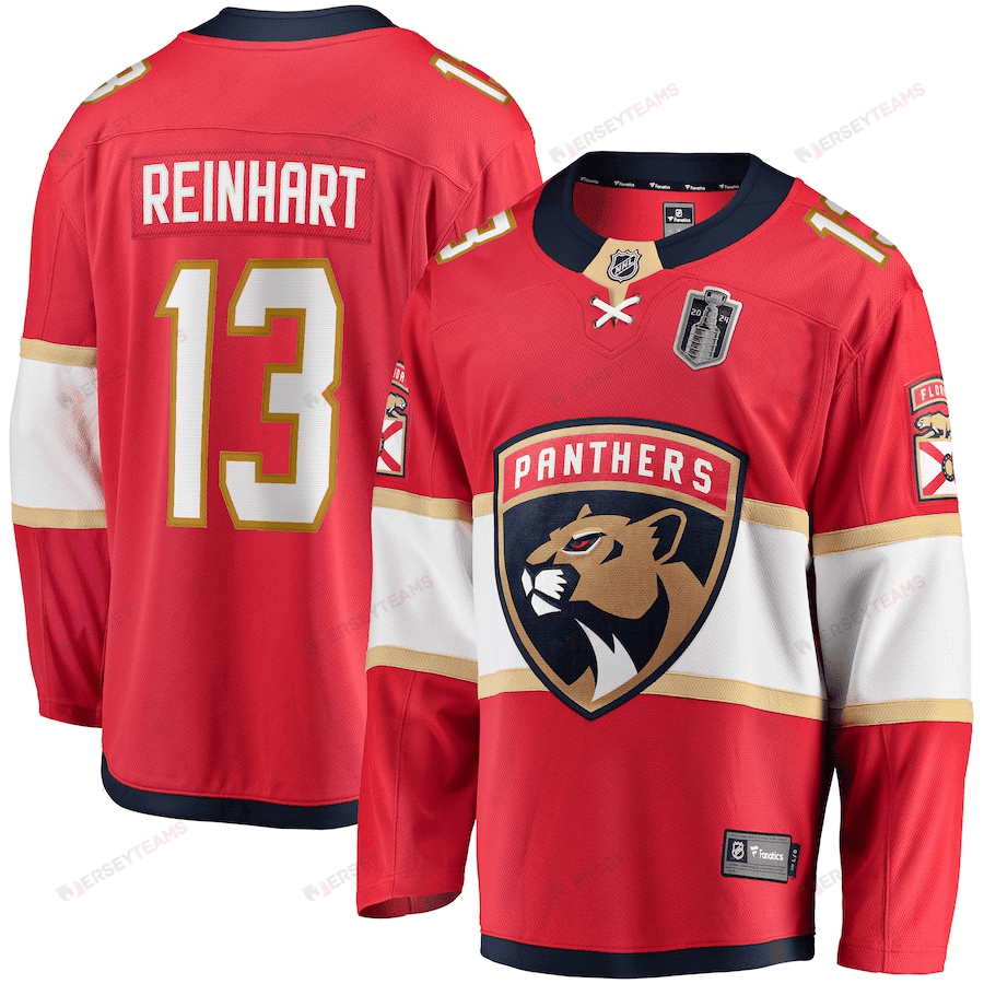 Sam Reinhart 13 Florida Panthers 2024 Stanley Cup Final Home Breakaway Player Jersey - Red