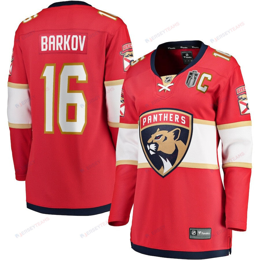 Aleksander Barkov 16 Florida Panthers 2024 Stanley Cup Final Home Breakaway Player Jersey - Red, Women