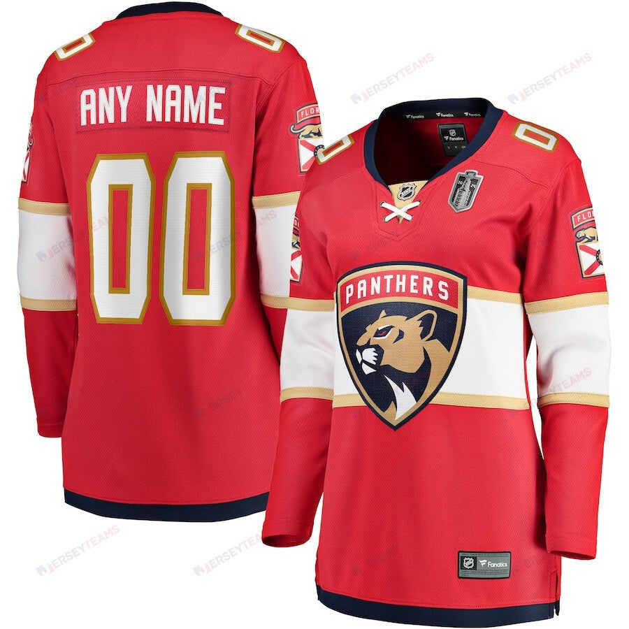 Florida Panthers 2024 Stanley Cup Final Home Breakaway Custom Name Jersey - Red, Women