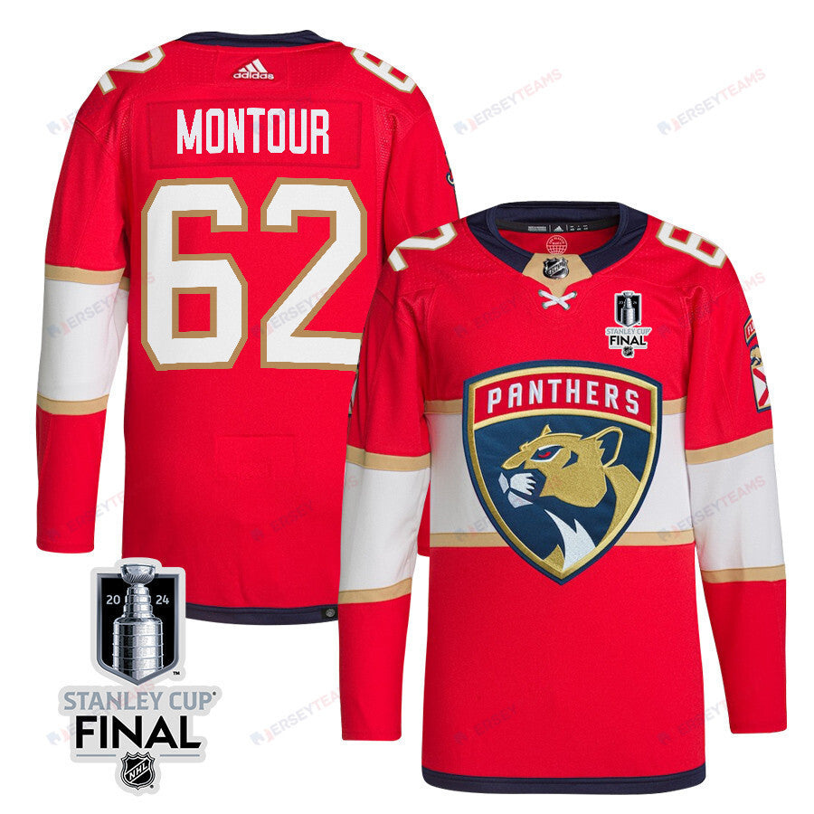 Brandon Montour 62 Florida Panthers 2024 STANLEY CUP Final Home Breakaway Jersey - Men, Red