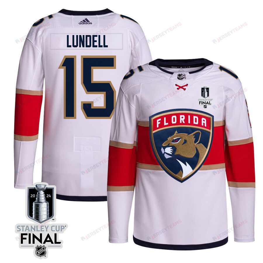 Anton Lundell 15 Florida Panthers 2024 STANLEY CUP Final Away Breakaway Jersey - Men, White