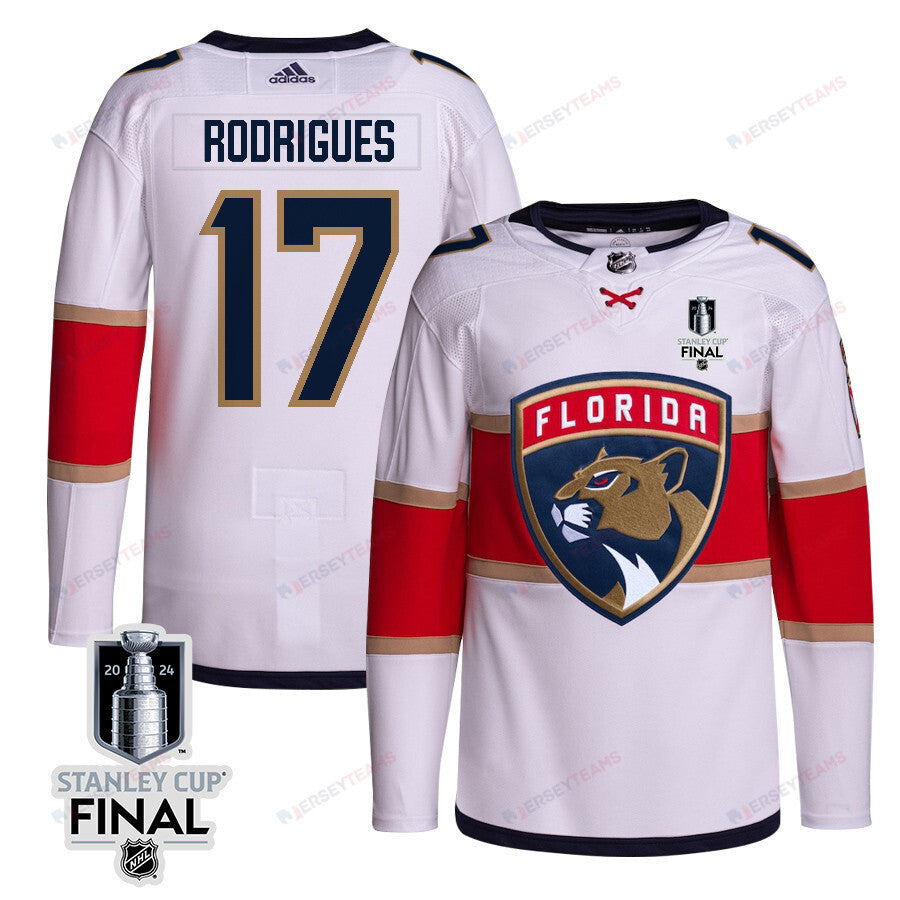Evan Rodrigues 17 Florida Panthers 2024 STANLEY CUP Final Away Breakaway Jersey - Men, White