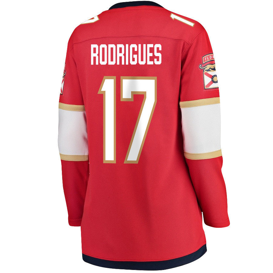 Evan Rodrigues 17 Florida Panthers 2024 STANLEY CUP Final Women's Home Breakaway Jersey - Red