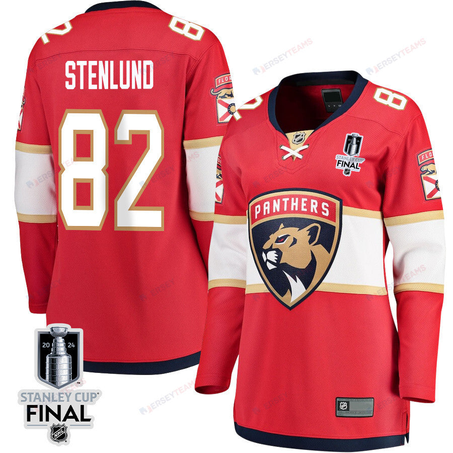 Kevin Stenlund 82 Florida Panthers 2024 STANLEY CUP Final Women's Home Breakaway Jersey - Red
