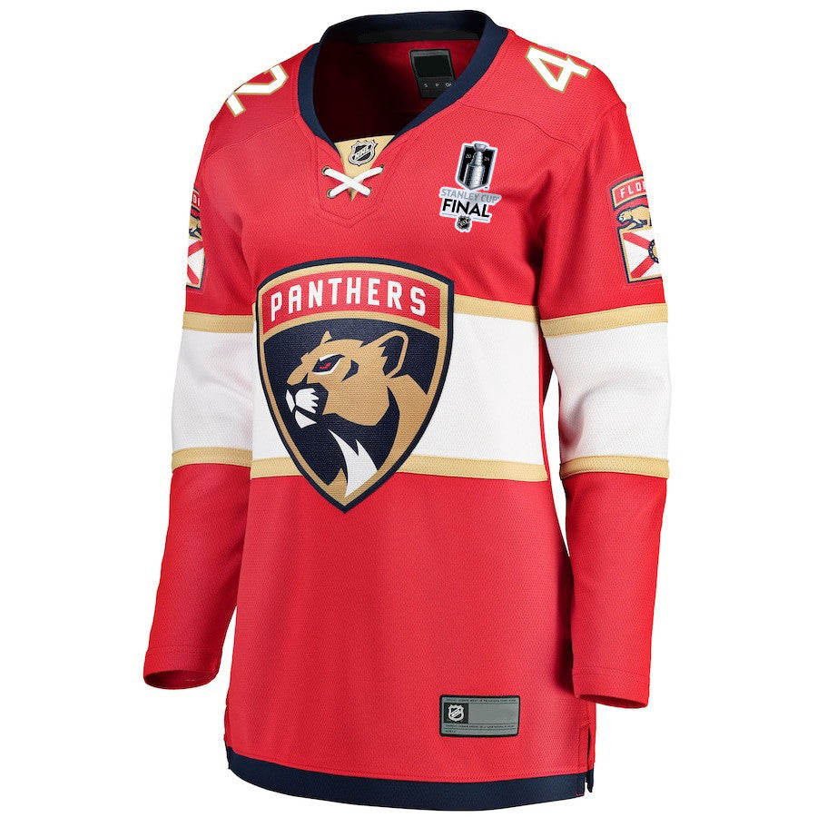 Gustav Forsling 42 Florida Panthers 2024 STANLEY CUP Final Women's Home Breakaway Jersey - Red