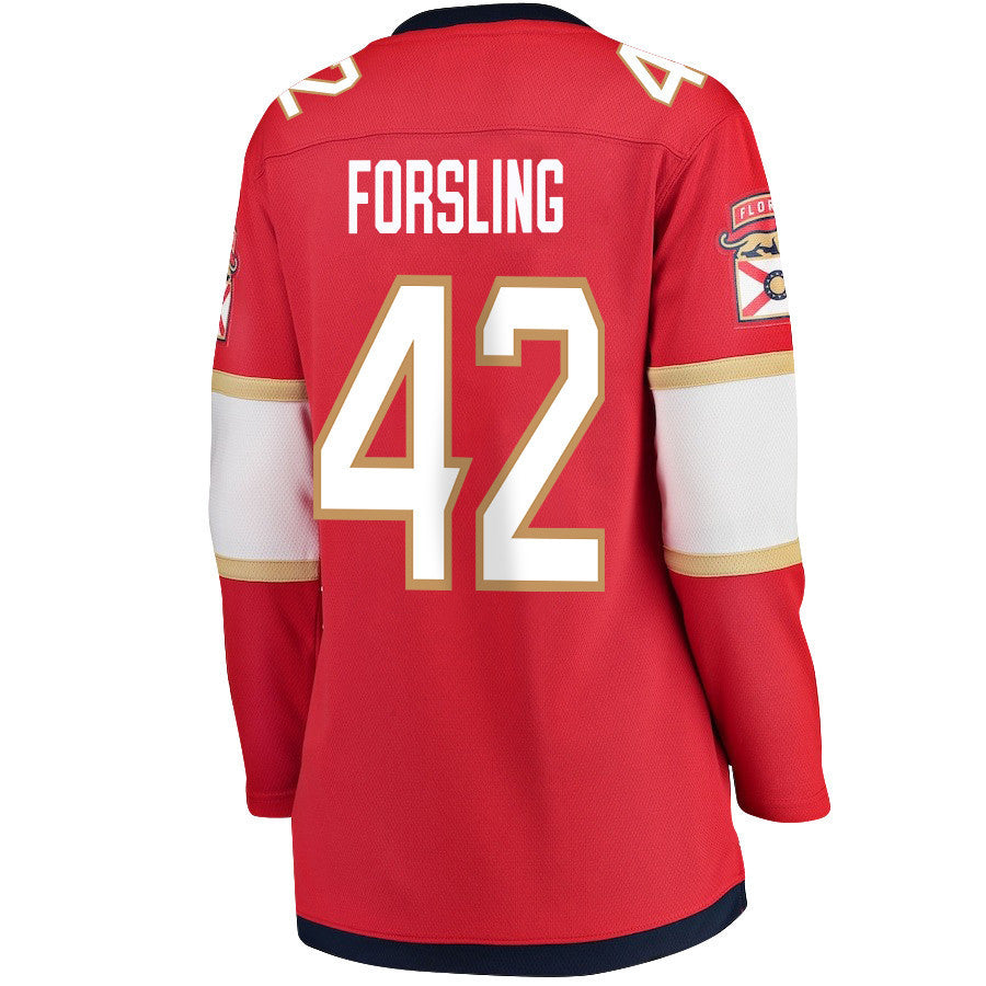 Gustav Forsling 42 Florida Panthers 2024 STANLEY CUP Final Women's Home Breakaway Jersey - Red