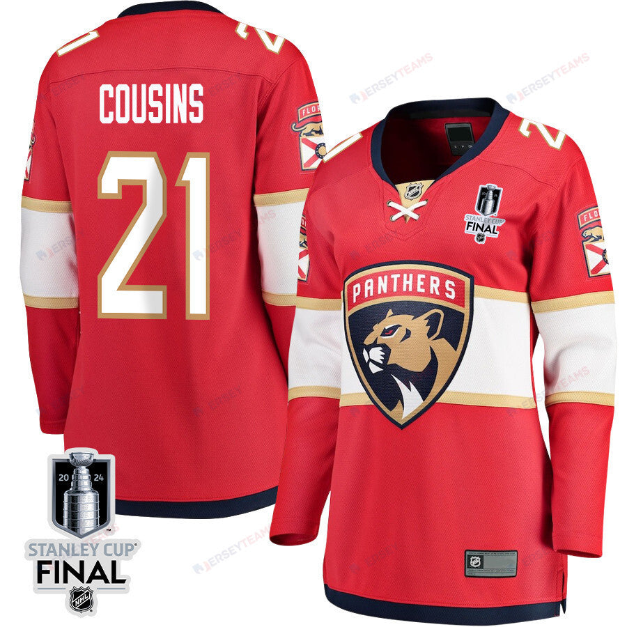Nick Cousins 21 Florida Panthers 2024 STANLEY CUP Final Women's Home Breakaway Jersey - Red
