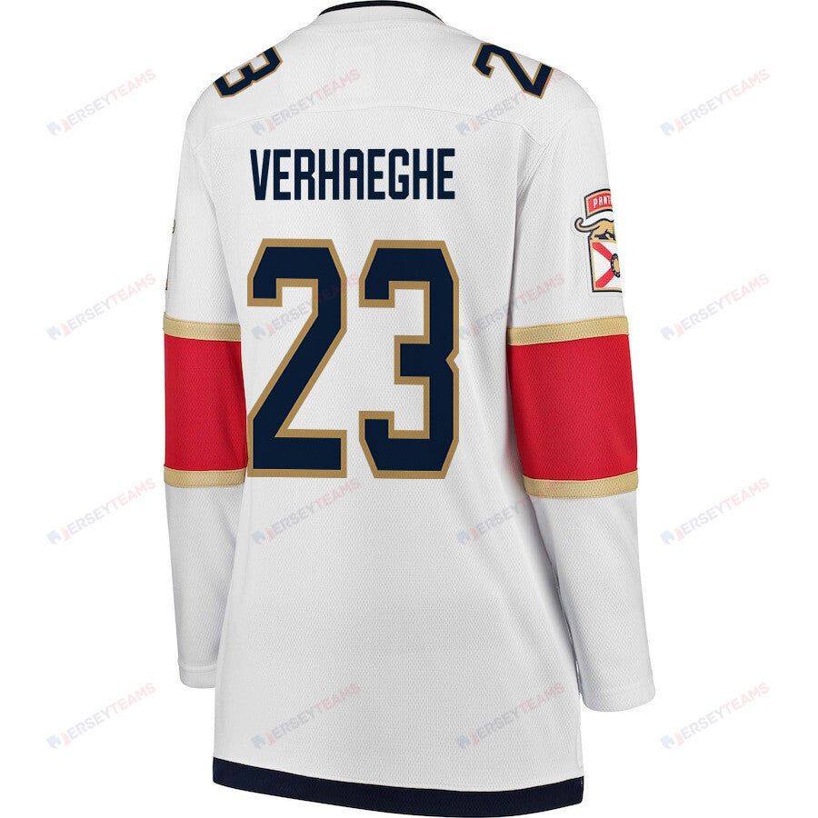 Carter Verhaeghe 23 Florida Panthers 2024 STANLEY CUP Final Women's Away Breakaway Jersey - White