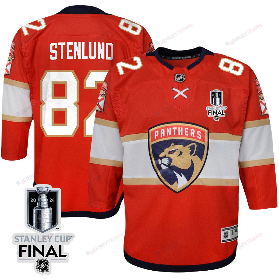 Kevin Stenlund 82 Florida Panthers 2024 STANLEY CUP Final Youth Home Breakaway Jersey - Red