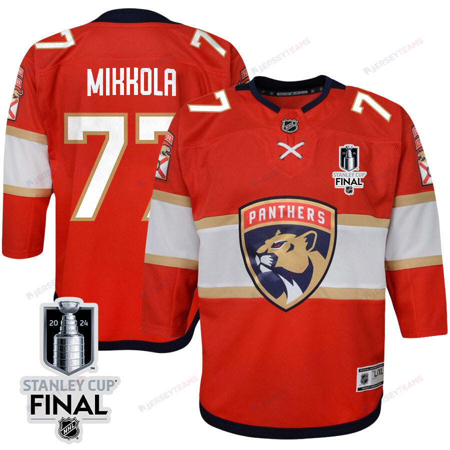 Niko Mikkola 77 Florida Panthers 2024 STANLEY CUP Final Youth Home Breakaway Jersey - Red