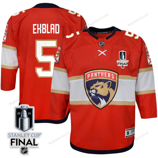 Aaron Ekblad 5 Florida Panthers 2024 STANLEY CUP Final Youth Home Breakaway Jersey - Red