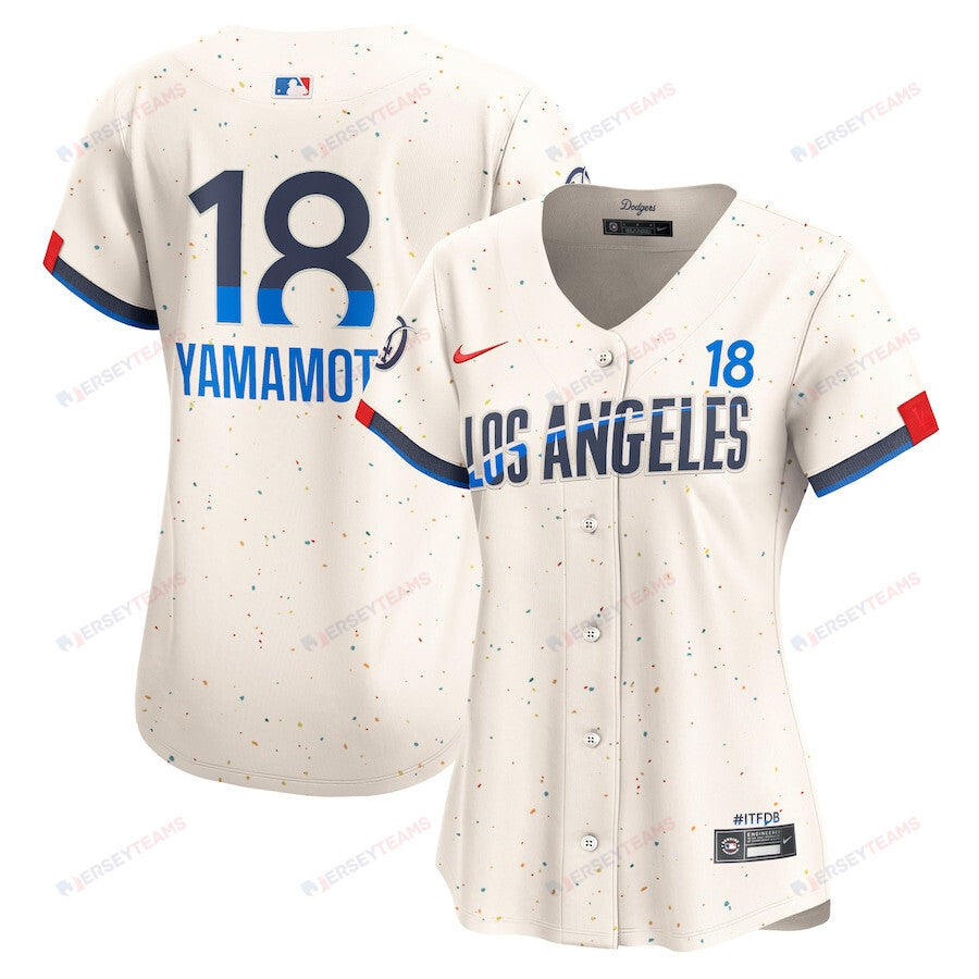 Yoshinobu Yamamoto 18 Los Angeles Dodgers 2024 City Connect Limited Women Jersey - Cream