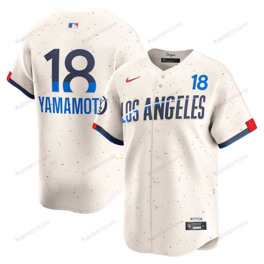 Yoshinobu Yamamoto 18 Los Angeles Dodgers 2024 City Connect Limited Men Jersey - Cream