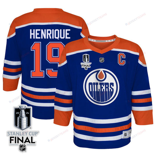 Adam Henrique 19 Edmonton Oilers 2024 STANLEY CUP Final Youth Home Jersey - Royal