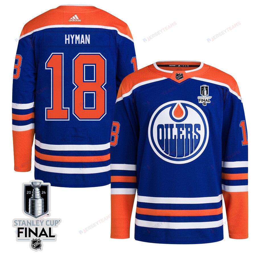 Zach Hyman 18 Edmonton Oilers 2024 STANLEY CUP Final Home Primegreen Jersey - Men, Royal