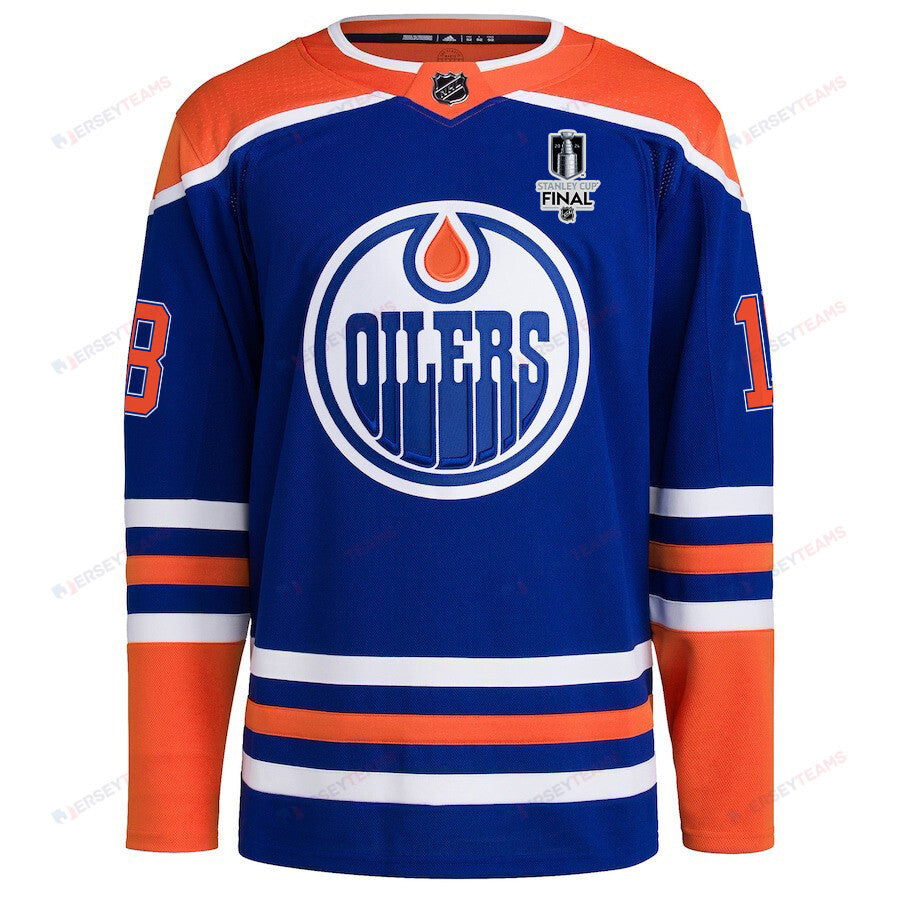 Zach Hyman 18 Edmonton Oilers 2024 STANLEY CUP Final Home Primegreen Jersey - Men, Royal