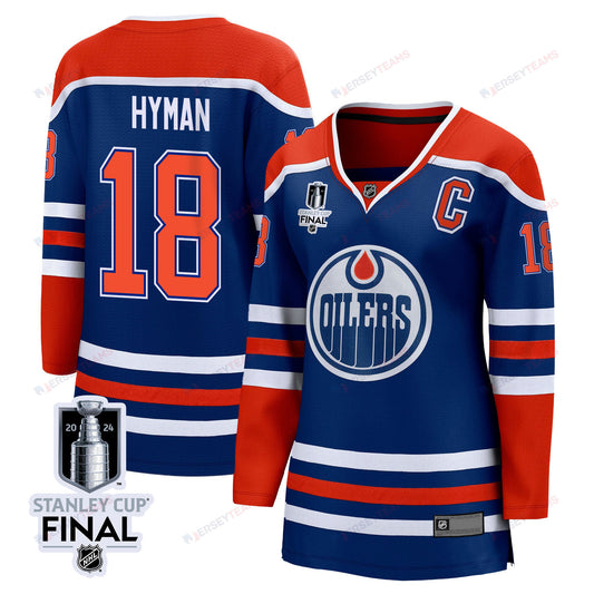 Zach Hyman 18 Edmonton Oilers 2024 STANLEY CUP Final Women's Home Jersey - Royal