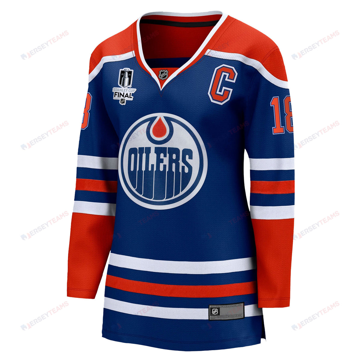 Zach Hyman 18 Edmonton Oilers 2024 STANLEY CUP Final Women's Home Jersey - Royal