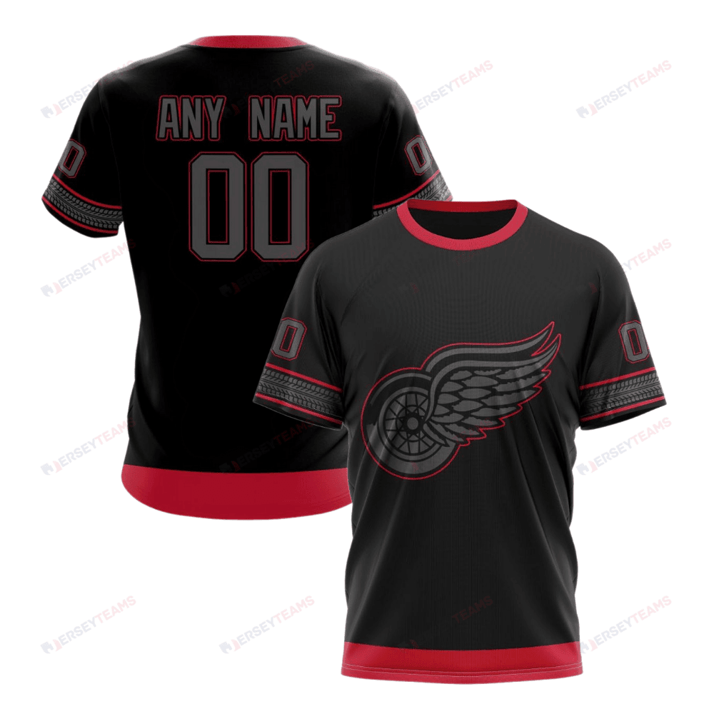 Detroit Red Wings Special Blackout Design Custom AOP T-Shirt - Black