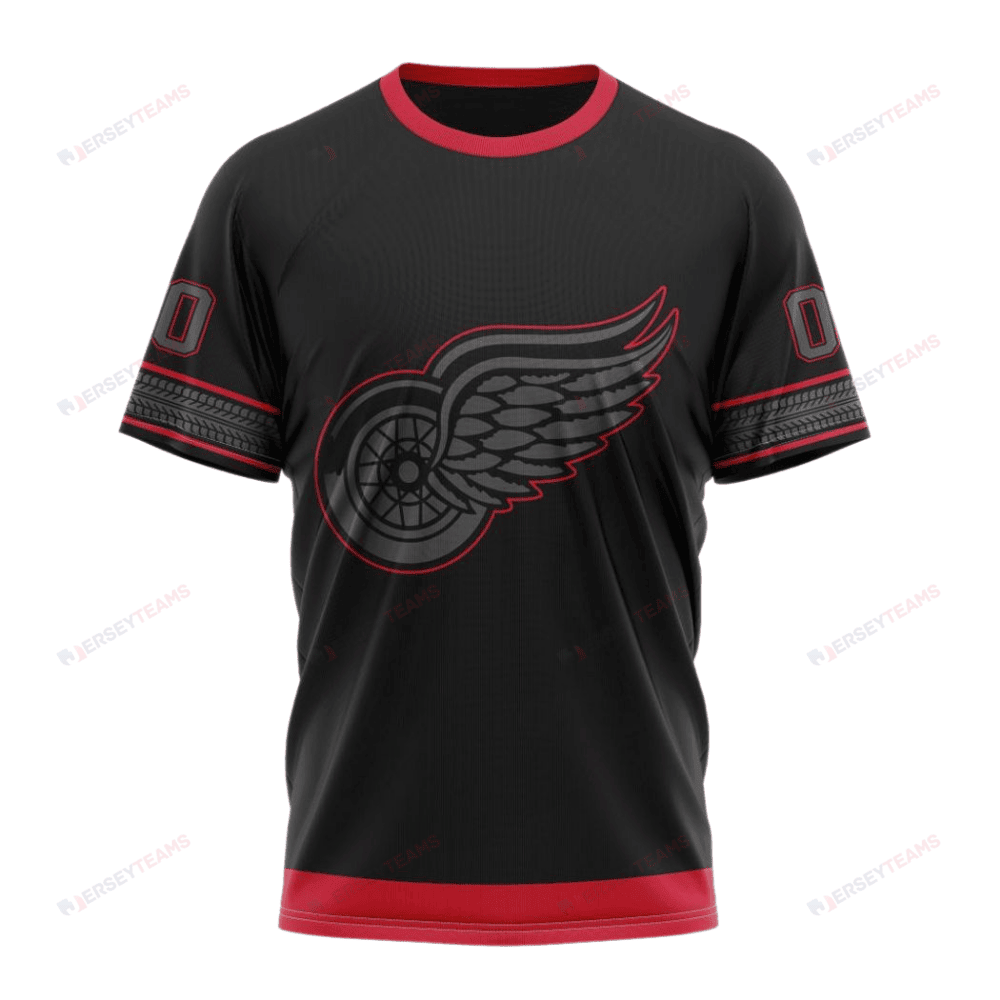 Detroit Red Wings Special Blackout Design Custom AOP T-Shirt - Black