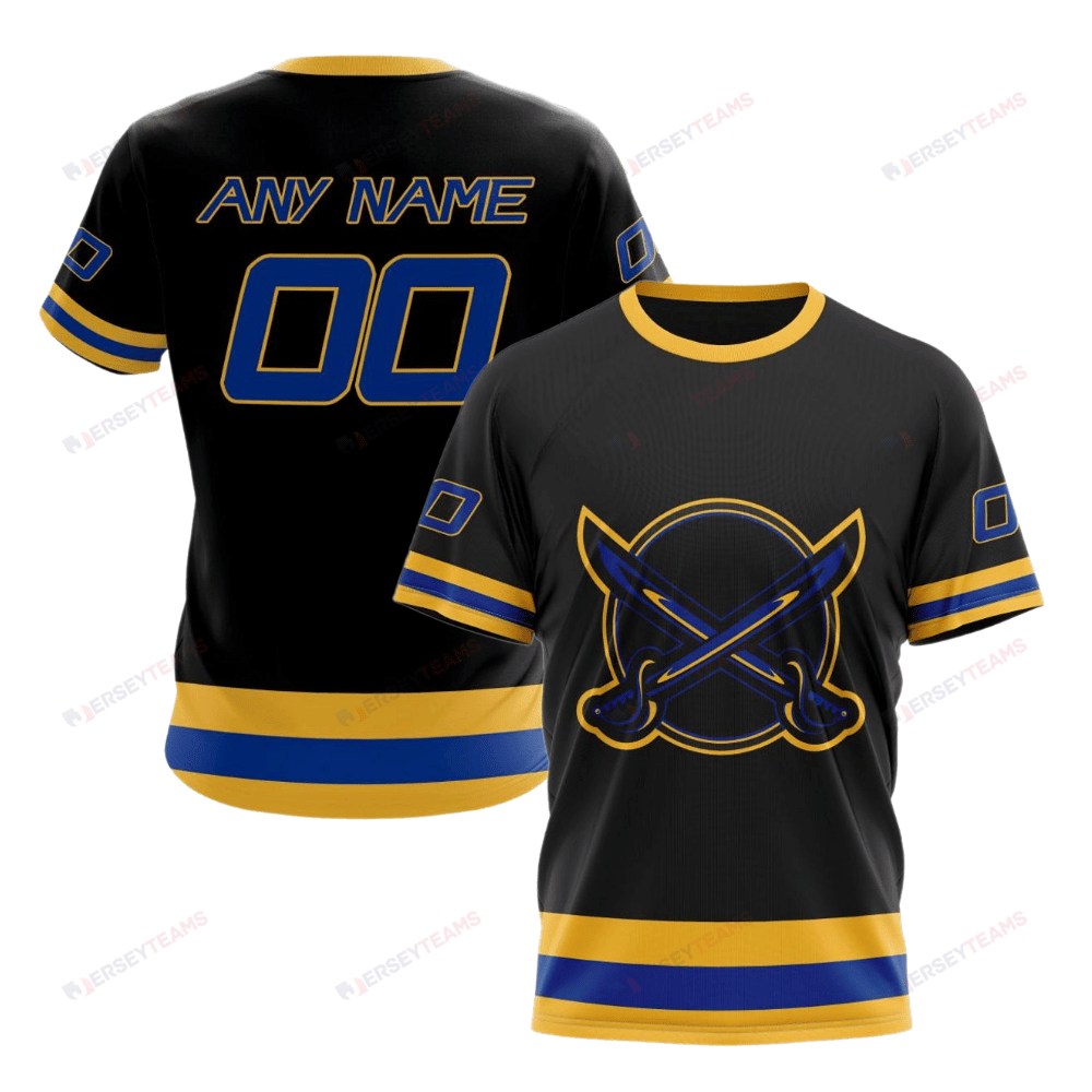 Buffalo Sabres Special Blackout Design Custom AOP T-Shirt - Black