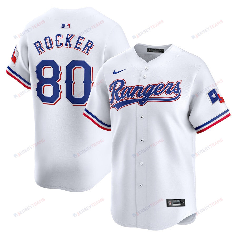 Kumar Rocker 80 Texas Rangers Home Limited Player Men Jersey - White
