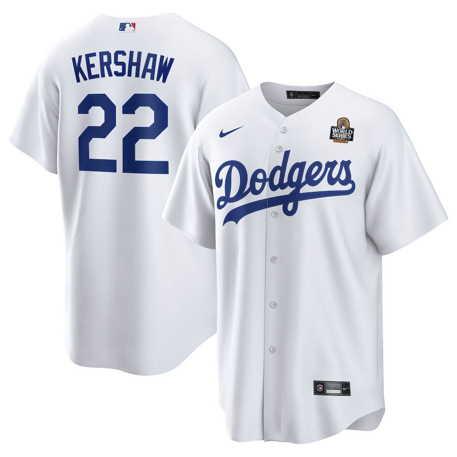 Clayton Kershaw 22 Los Angeles Dodgers 2024 World Series Home Player Men Jersey - White